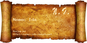 Nemec Ida névjegykártya